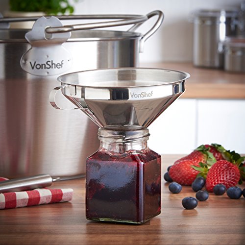 VonShef Großer Trichter für Marmelade und zum Einmachen hochwertiger Edelstahl 12,8cm Durchmesser - 6