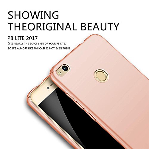 Qissy Carcasa Huawei P8 Lite  2017 Series  Incluido Anti-Scratch Anti-Huella Dactilar a Prueba de Choque Suave Protective Case Cover Skin para Huawei P8 Lite 2017 Series  Oro Rosa 