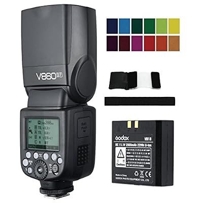 Godox V860ii-f E-TTL HSS 1/8000s 2,4 G Gn60 batterie Li-Ion pour appareil photo Flash Speedlite avec filtre Gel kit pour appareil photo Fujifilm X-pro2 X-t20 X-T1 X-t2 X-Pro1 X100 F