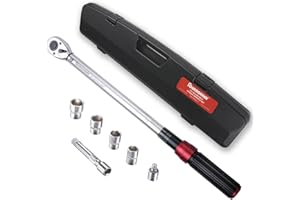 FOURROBBER 1/2" Clé Dynamométrique, Clé de Torsion 20-220 Nm, Précision±3%，Clé à Cliquet à 90 dents，avec Extension et douilles pour Autos Camion Motos vélos