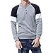 Produktbild Hanomes Herren Pullover,Herren Herbst Winter Casual Patchwork Pullover Lose Sweatshirt Knopf Revers Tops Sweater