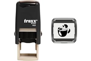 STAMP DESIGN 4U Traxx 9021 Loyalty Card Self Inking Rubber Stamp Cafe *A Black Cup of Coffee Design*