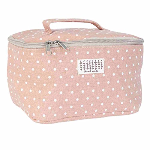 Clayre & Eef FAP0127 Tasche Kosmetiktasche Schminktäschchen Schminktasche Punkte weiß ca. 16 x 24 x 14 cm