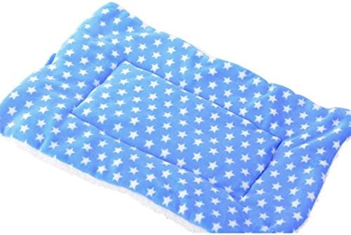 Pet Mat Dog Cat Flannel Blanket Bed Soft Cushion Kennel Cage Pad House Washable (M, BU)