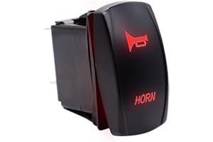 mxuteuk Interruttore clacson impermeabile Interruttore a bilanciere Momentaneo 12V 20A Luce LED rossa ON/OFF SPST 5 pin per barca per veicoli Marine RK1-06N-LB-R