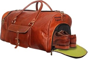 ALASKA EXPORTS Harvey Sac fourre-tout en cuir véritable Unisexe Marron, marron, 24'' INCH, Sac de sport