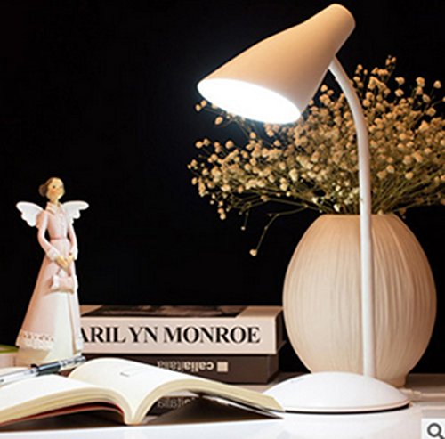 Preisvergleich Produktbild Kitlit LED dimmbare Schreibtischlampe Bettleuchte 360° Flexibel Schwanenhals Leselampe Buchlampe für Schlafzimmer Büro Weiß [Energieklasse A+]