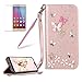 Produktbild Girlyard für Huawei P20 Pro Diamant Lederhülle, Bling Glitzer DIY Crystal Schutzhülle Luxus Premium PU Flip Case mit Lanyard Strap Standfunktion Kartenfach Magnetverschluss Etui für Huawei P20 Pro Rosa Schmetterling Blumen