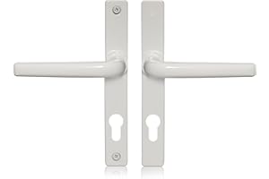 SCHLOSSER TECHNIK XFORT Uros Ferco - Paire de poignées de porte en uPVC en blanc (PZ 70 mm, Distance entre les trous 180mm, longueur totale 205 mm), poignées de remplacement en Zamak, poignées de porte d'entrée