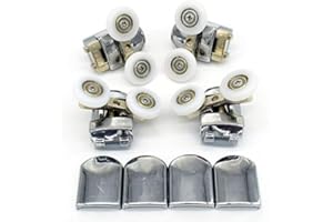 YUANQIAN Set di 4 rulli doppi per porta della doccia, guide e ruote, diametro 25 mm (Model-A)
