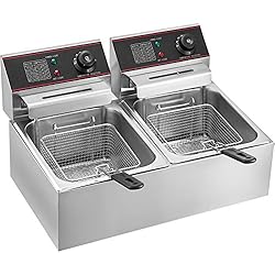 Olibelle 5000W 12L Friteuse Electrique En Inox Fryer Friteuse Cuve Avec Réservoir Amovible