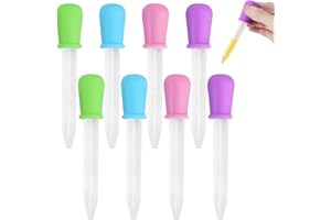 FUONMKA 8 Pcs Silicone Liquid Droppers Pipettes Dropper, 5ML Plastic Eye Dropper Pipettes for Science Experiments Gummy Making Kitchen Candy Oil