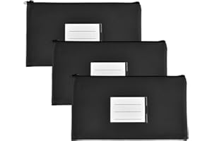 PTJJXA 3 Pezzi Busta Porta Soldi e Documenti in Pelle PU, 28x15cm Impermeabile, con Cerniera, A5 Sacchetti per Banconote con Finestra per Cosmetici, Denaro e Accessori da Viaggio, per Donna e Uomo (A)