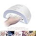 LONGKO 48W 24W UV/LED Nail Gel Curing Lamp 2-Light Manicure Dryer Fingernail Toenail Fast Drying Sun Light w/Timer Cooling Fan (White)