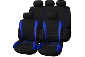 HotYou Auto Sitzbezug Set Polyester 9 Stück Auto Zubehör Automotive Stuhl Fall Protector,Herausnehmbar und waschbar,Blau