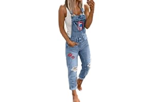 XINGENG Damen Latzhosen Denim Jumpsuit Slim Jeanslatzhose Overall Jumpsuit Playsuit Jeans Hosenanzug Damen Jeanslatzhose