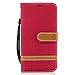 Produktbild LG G6 Hülle, Hozor Bookstyle Leder Handyhülle mit Standfunktion Aufklappbar Schutzhülle Denim Flip Case Wallet Cover mit Kartenfächern - Rot