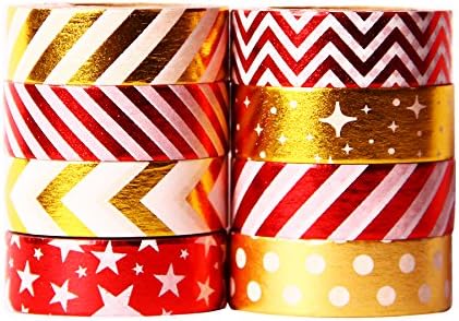 24 Rolls Washi Tape Set - 24 Rolls 8mm Wide ,Decorative Masking Tape for DIY Craft Scrapbooking Gift Wrap (red)