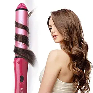 TIEXA 2-in-1 Ceramic Plate Essential Combo Beauty Set of Hair Straightener and Plus Curler hair curler for women, hair straightener for women, hair straightener and curler(pink)