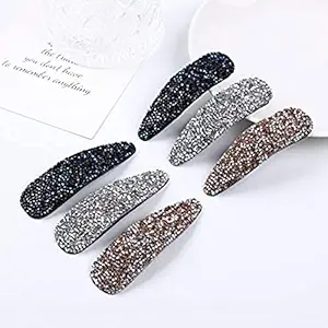 APSAMBR- 5 PcsRhinestone Hair Clips for Women and Ladies Shining Crystal Snap Clips Different Color Rhinestone Hair Pins Hair Barrettes for Party Wedding Daily Girls Hair Decorative (RANDOM COLOR