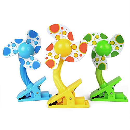 Japace® Multifunctional Portable Mini Clip Fan for Baby Stroller Baby Cots Playpens Desks In the car Clip-on With USB Cable in Green,Blue,Yellow(Random Colour)