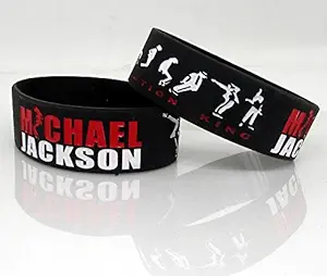 Motoway Pack of 2 Michael Jackson_Black Wrist Band for Yamaha FZ V 2.0