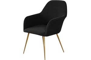 ABZDUNG Stretch-Esszimmerstuhlbezüge, wasserdicht, Jacquard, Stuhlhussen mit gebogener Rückenlehne und Armlehne, Abnehmbarer und waschbarer Bezug for Schminktisch, Party, Hotel(Black,6 PCS)