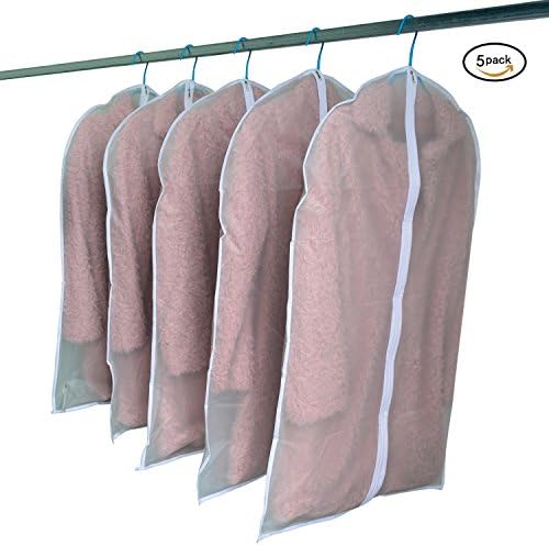 Gloria JR Transparent Travel Garment Suit Clothes Covers Bags clothes Organizer Dress Dustproof Storage Zipper Bags Protector Pack of 5 (60*100CM (40 Inches *24 Inches), Transparent)