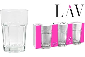 LAV RAYANDIRECT Juego de 3 pcs Claro Vasos Estilo Americano highbal Zumo de Cristal 365 ml