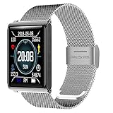 xinxinyu Fitness Armbanduhr, Wasserdicht IP67 Smart Watch Uhr mit Pulsmesser Fitness Tracker Armbanduhr Sport Uhr für Herren Damen Männer (Silber)