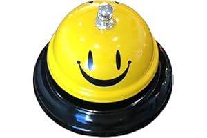 SHANBYE Hotel Reception Table Bell, Table Bell, Reception Bell, Smile Reception Bell, Stainless Steel Desk Bell, Yellow Counter Bell for Restaurant, Kitchen, Hotel, Bars, Service Pet