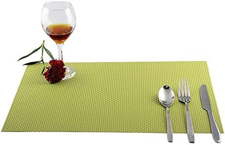 Restaurant Dining Bowl Pads Placemats Washable Dinner Table Mats Sets 6 (with Heat Insulation and Anti-Slip Green)