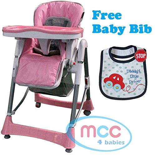 MCC Pink Multifunctional Foldable Baby High Chair Highchair with Free Bib