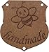 Produktbild SnapPap Label"handmade with love" als Wappen mit Biene zum Einnähen I Aufnäher Patches lederoptik I 100% vegane Etiketten (SnapPap Label"handmade with love" als Wappen mit Biene 10 Stk.)