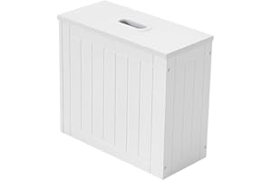 MAENGRE White Shaker Slimline Wooden Multi Purpose Bathroom Storage Unit Toilet Roll Paper Cabinet Bathroom Box 37 x 33 x 17 cm