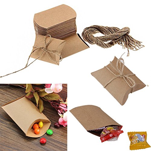 ROSENICE Kraft Papier Tüten Süßigkeiten Boxen Vintage braune Verpackung Geschenk-Boxen mit Seil Hochzeit Gunst Packung von 50 - 4