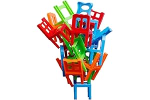 BOZAAP 18 pezzi Giocattoli di bilanciamento Sedie di plastica,sedie impilabili Gioco di bilanciamento della torre per bambini,Gioco di equilibrio multiplayer Sedia su sedia Sedie impilabili Gioco della torre
