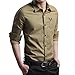Produktbild Sannysis Herren Herbst Casual Military Cargo Slim Button Langarm Kleid Shirt Top Bluse Hemden für Männer