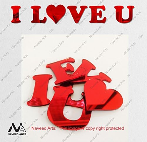 NAVEED ARTSSend Valentine Gifts Online - I Love U - Acrylic Wall Stickers - Red Mirror, JB010RM - 3mm Thick - Factory Outlet