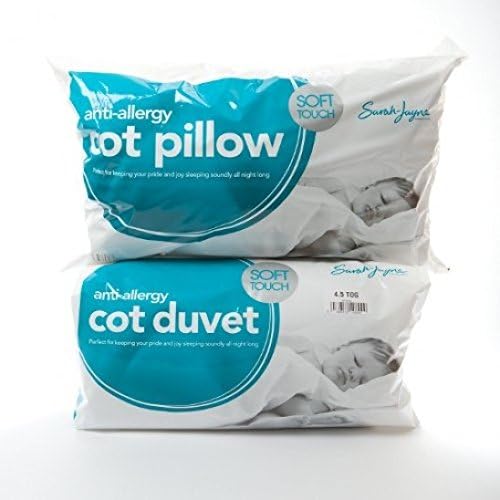 Sarah JayneTextile Online Unisex Baby Cot Duvet Quilt & Pillow Anti-Allergy Junior Nursery Toddler Bedding (4.5 Tog Quilt + Pillow)