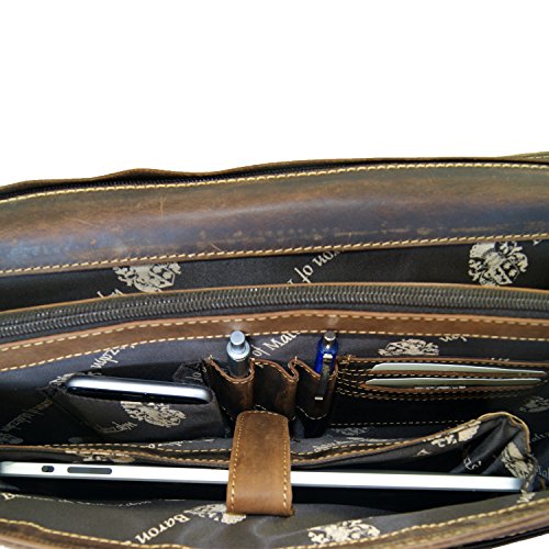 Aktentaschen – Laptoptasche SHATTERHAND aus braunem Western-Leder + Lederpflege FREIHERR von MALTZAHN - 3