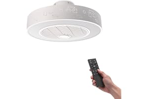 M Ledme - Ventilateur de plafond Led Plus Sticks avec lumière et télécommande, économie d'énergie, moteur DC, 5 pales, 6 vitesses, silencieux, avec APP, Blanc