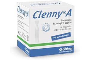 Clenny A Soluzione Fisiologica Sterile - Predosata per la Diluizione di Farmaci per Aerosolterapia- Per Adulti e Bambini - Compatibile con Tutti i Dispositivi Clenny A - 25 Flaconcini Monouso da 2ml