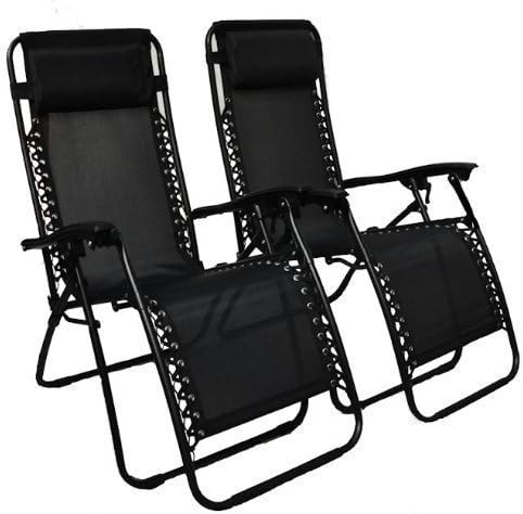 Set of 2 Multiple Position Regatta Black Textoline Reclining Relaxer Chair Garden Patio Sun Lounger Bed