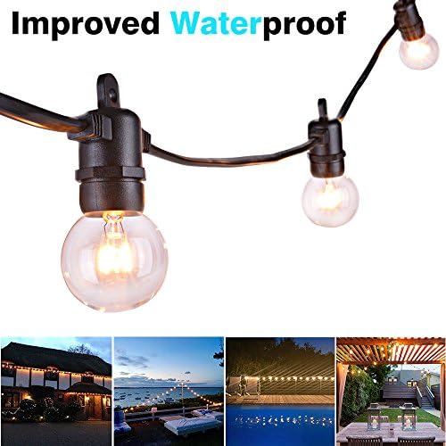 25ft G40 Globe Outdoor String Lights, Weatherproof String Light with 25 E14 G40 Incandescent Bulbs + 3 Spare Bulbs, Heavy Duty, Improved Waterproof, End to End, CE Listed Hanging Indoor/Outdoor String Light for Garden, Patio, Yard, Home, Christmas Tree, Party