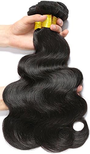 Musi 8A Brazilian Virgin Hair Body Wave 3 Bundles 100% Unprocessed Virgin Brazilian Body Wave Human Hair Weave Extensions Natural Color 300g/Lot (22 24 26 Inch)