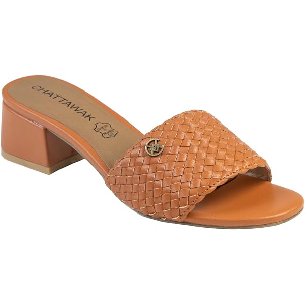 Sandale à Talon CHATTAWAK Femme - Mule Tressée, Talon Carré Stable - Argent, Taille 40 EU