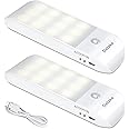 Motion Sensor Lights Indoor, 2 Pack Rechargeable LED Night Light with 3 Modes (AUTO/ON/Off), Stick-On Cupboard Light with Magnetic Strips for Wardrobe, Bedroom, Stair, Cabinet, Kitchen, Hallway