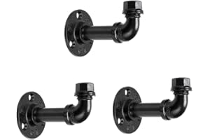 Btsky Kleiderhaken aus Eisenrohr, Vintage-Stil, 3 Stück Schwarz