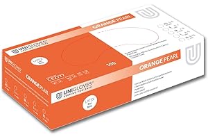 UNIGLOVES - Orange PEARL® Passgenaue Einweghandschuhe aus Nitril | Lebensmittelecht, puderfrei & latexfrei | hohe Festigkeit & Haltbarkeit | 100 Stück | Einmalhandschuh S